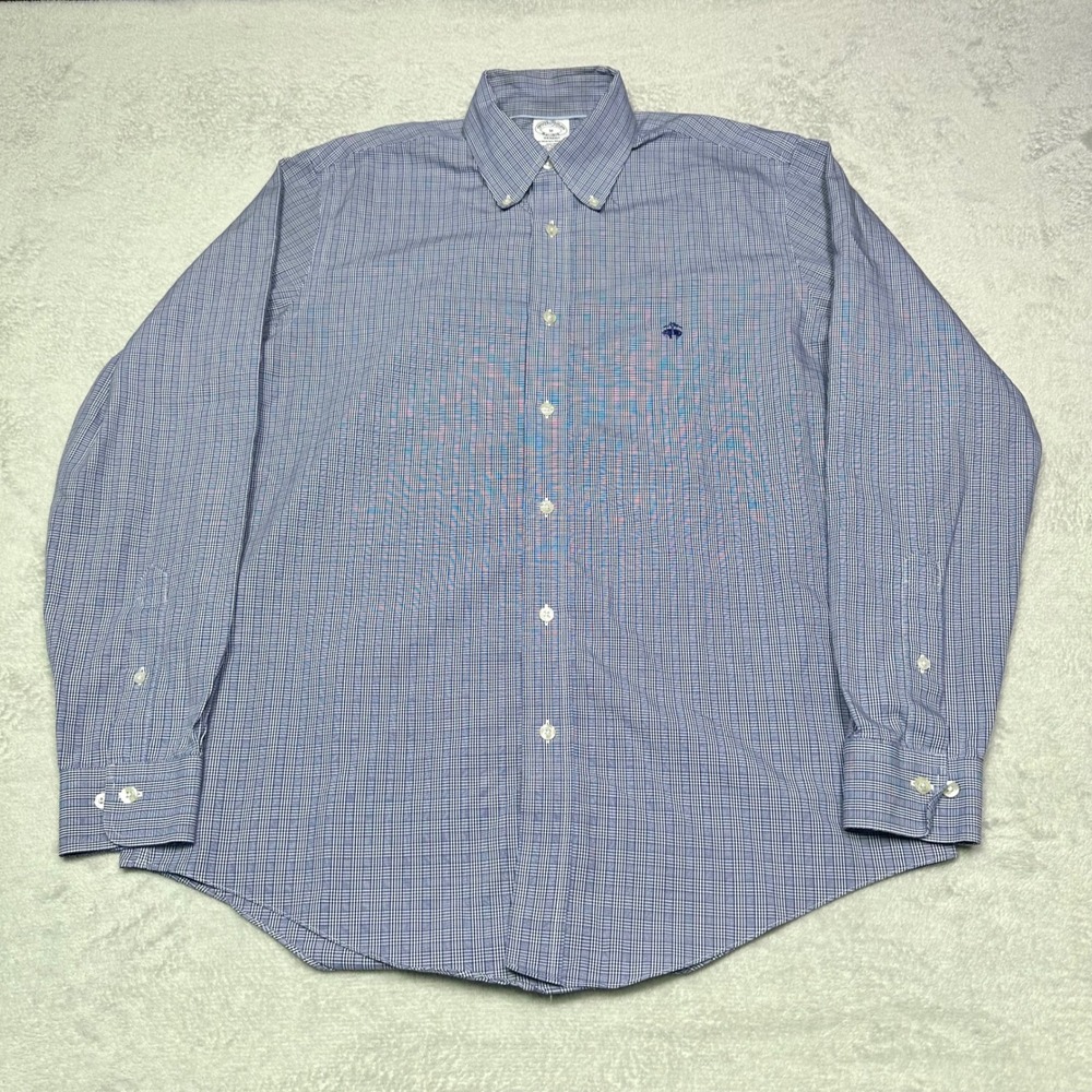 Brooks Brothers Regent Shirt Men's Medium Blue Original Polo Long Sleeve